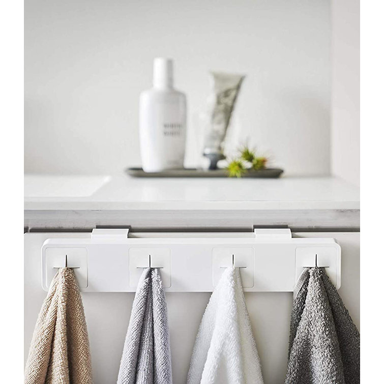 White Wall-Mounted Plastic Towel Holder with Four Slots