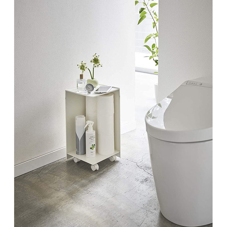 White Steel Rolling Bathroom Organizer with Wheels