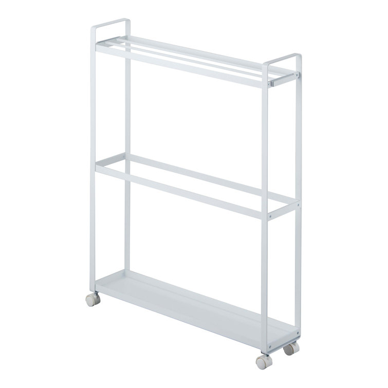 White Rolling Towel Rack with Hooks and Casters