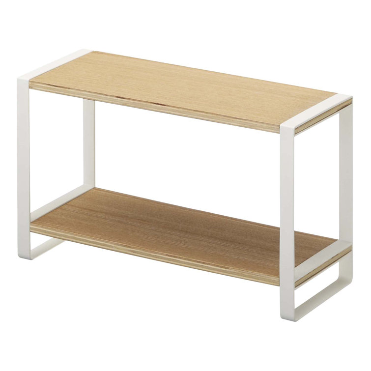 White and Natural Steel Two-Tier Countertop Organizer