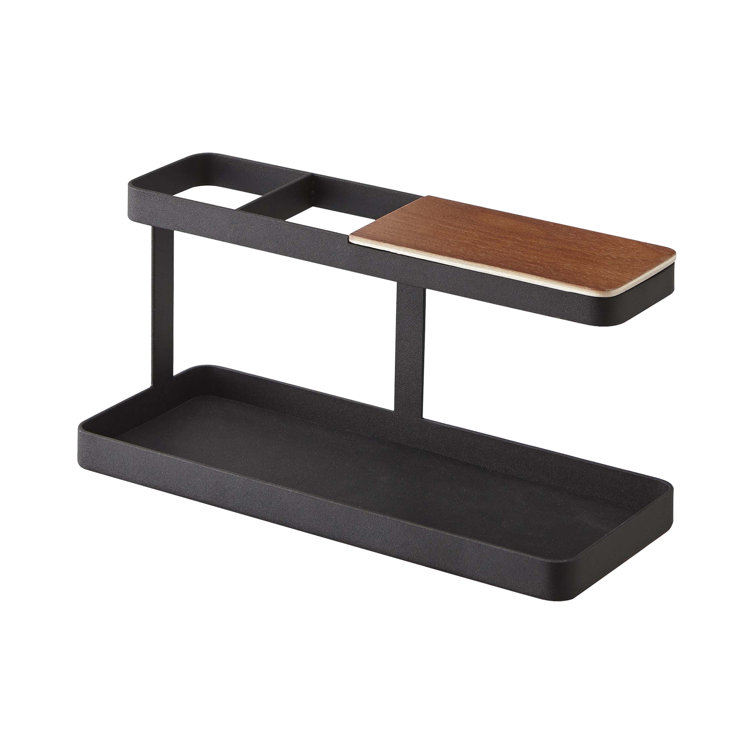 Tower Desk Organizer in Black Steel with Walnut Accent