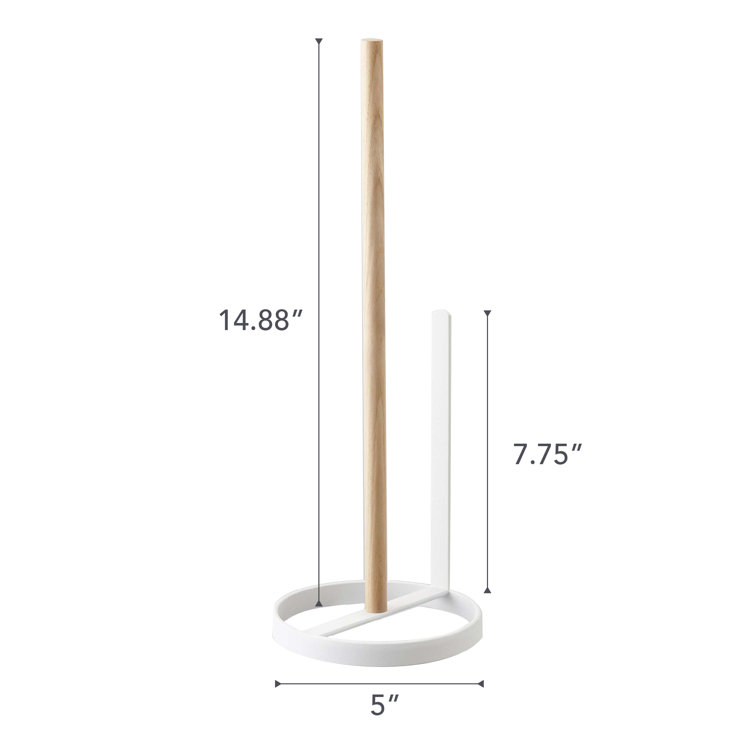 White Powder-Coated Steel and Ash Toilet Paper Stand