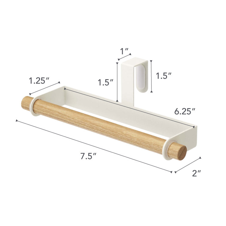White and Wood Over the Door Kitchen Towel Hanger