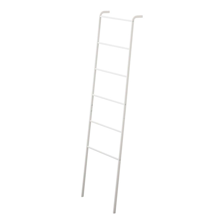 Slim Black Metal Leaning Ladder Hanger for Towels and Clothes