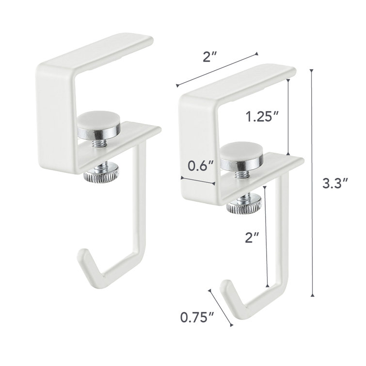 White Steel Under-Shelf Multipurpose Hanging Hooks Set