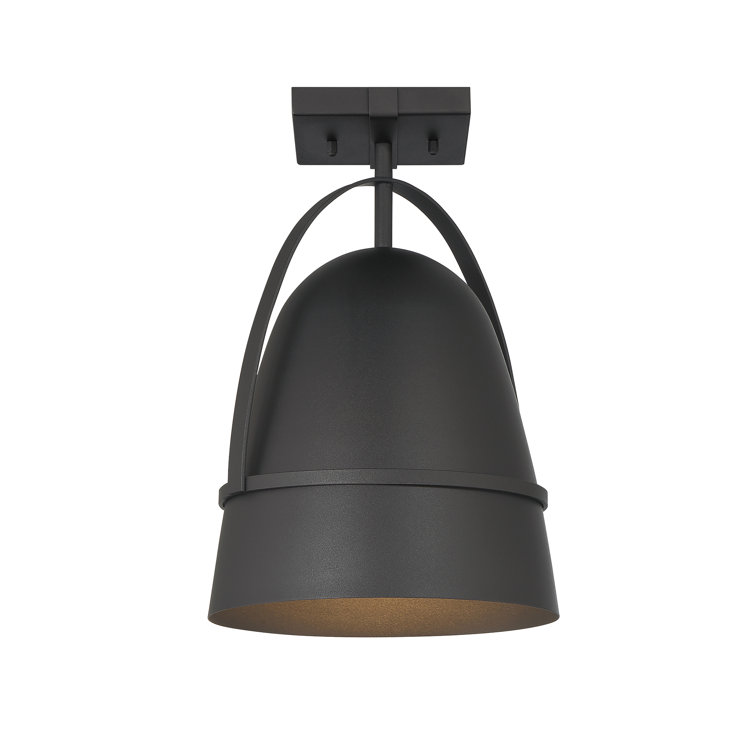 Rue 14" Black Glass Semi Flush Mount Outdoor Lighting