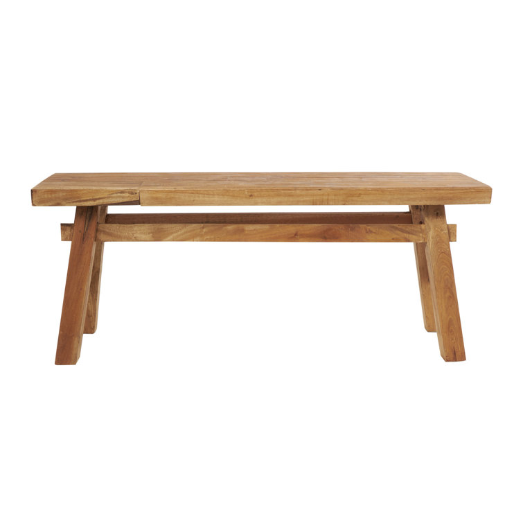 Rustic Trestle-Legged Pale Brown Wood Storage Bench
