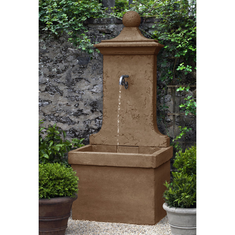 Aged Limestone Cast Stone Wall Fountain