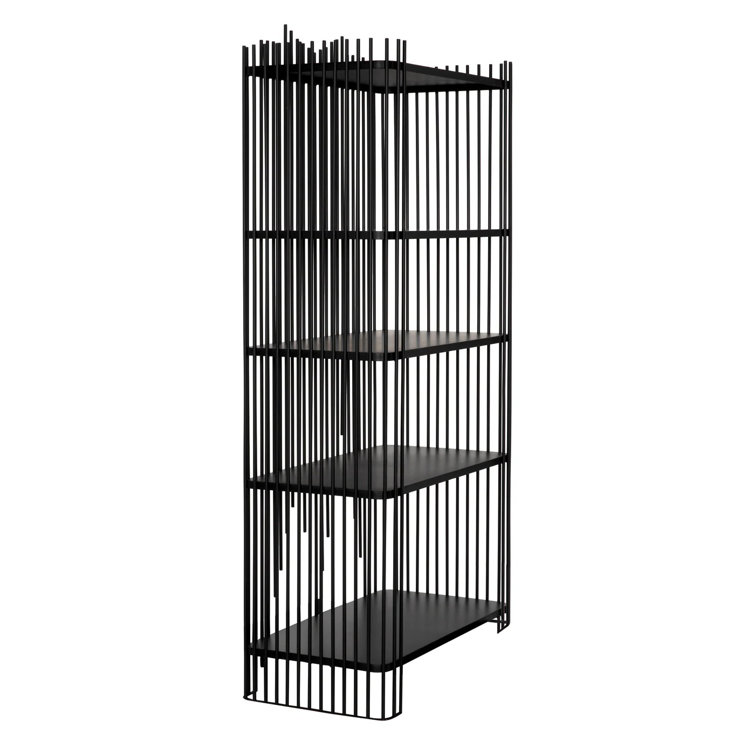 Matte Black Industrial Wood Geometric Bookcase