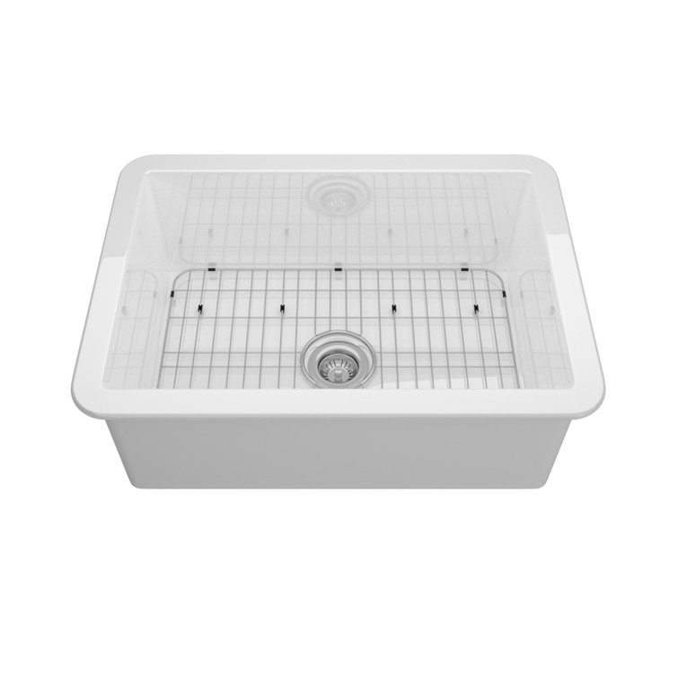 27'' White Fireclay Drop-In Single Bowl Kitchen Sink