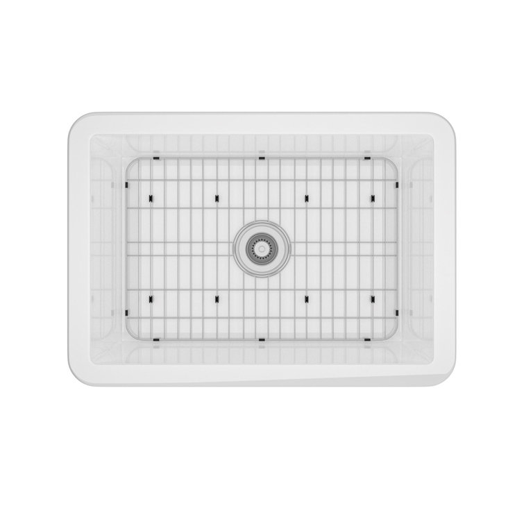 27'' White Fireclay Drop-In Single Bowl Kitchen Sink