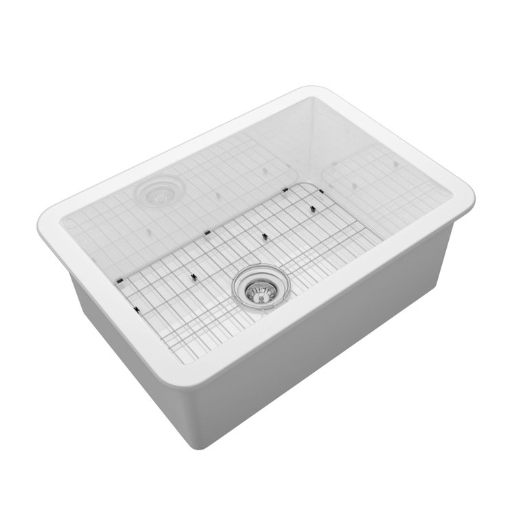 27'' White Fireclay Drop-In Single Bowl Kitchen Sink