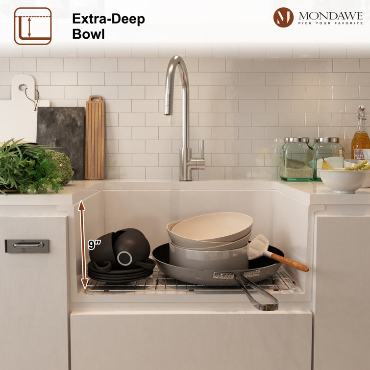 27'' White Fireclay Drop-In Single Bowl Kitchen Sink