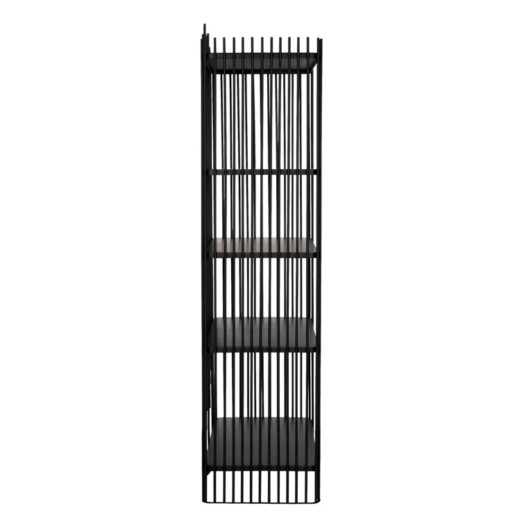 Matte Black Industrial Wood Geometric Bookcase