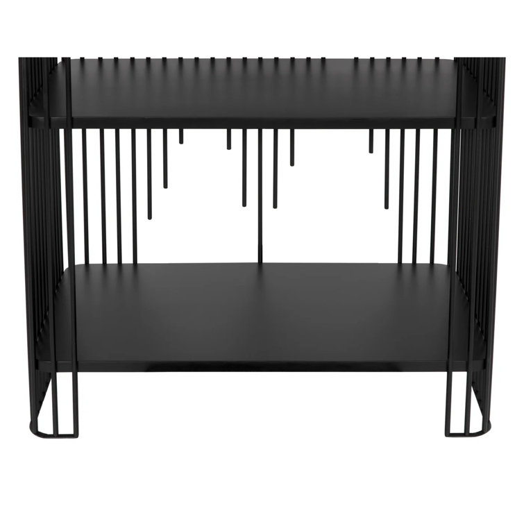 Matte Black Industrial Wood Geometric Bookcase