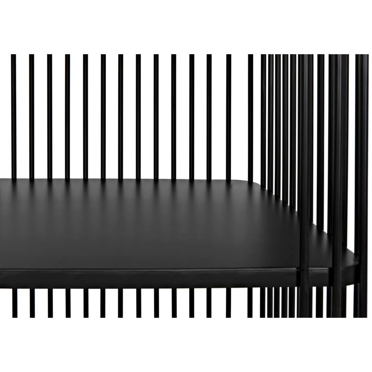 Matte Black Industrial Wood Geometric Bookcase