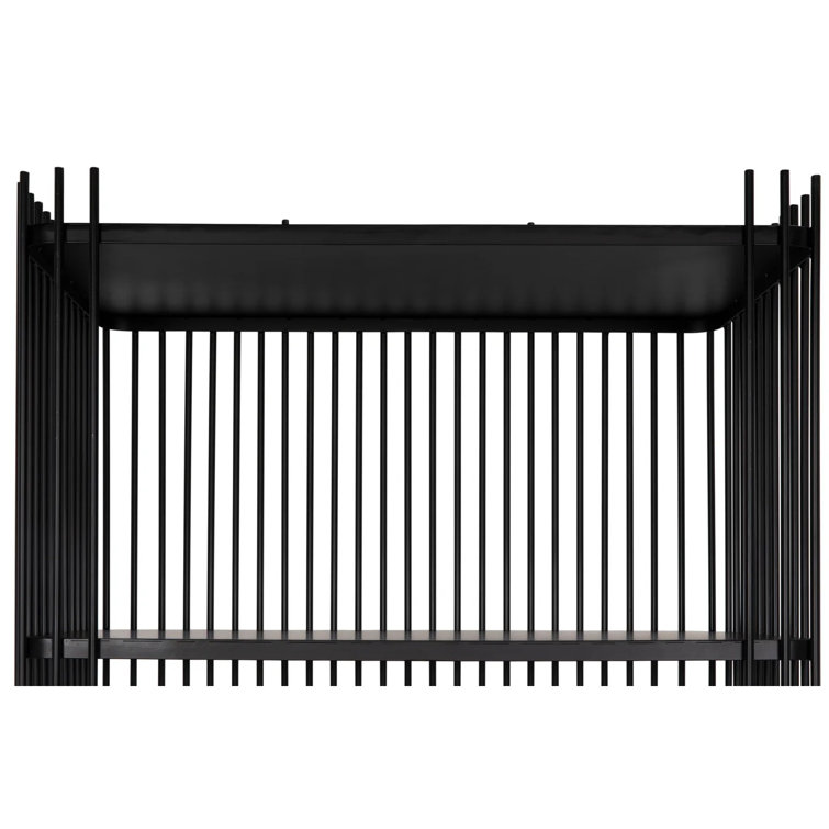 Matte Black Industrial Wood Geometric Bookcase