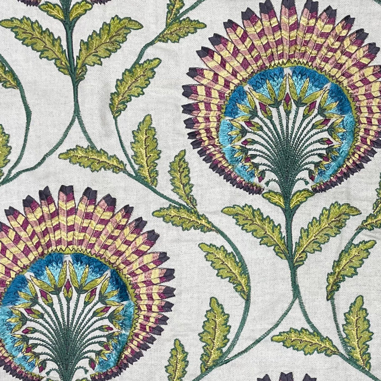 Tavus Peacock-Inspired Reversible Padded Throw 96"x50" - Green/Multi