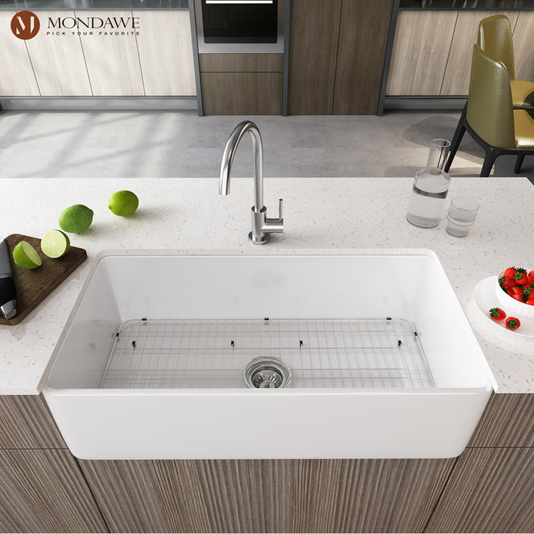White Fireclay Single Bowl Farmhouse Kitchen Sink, 36"