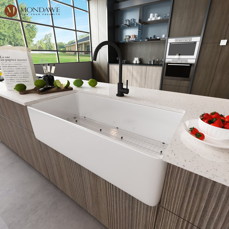 White Fireclay Single Bowl Farmhouse Kitchen Sink, 36"