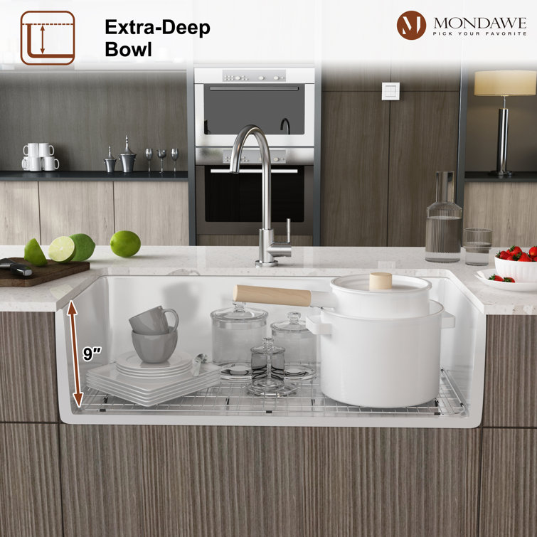 White Fireclay Single Bowl Farmhouse Kitchen Sink, 36"