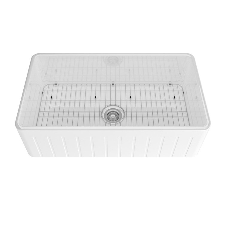 White Fireclay Farmhouse Drop-in Single Bowl Kitchen Sink