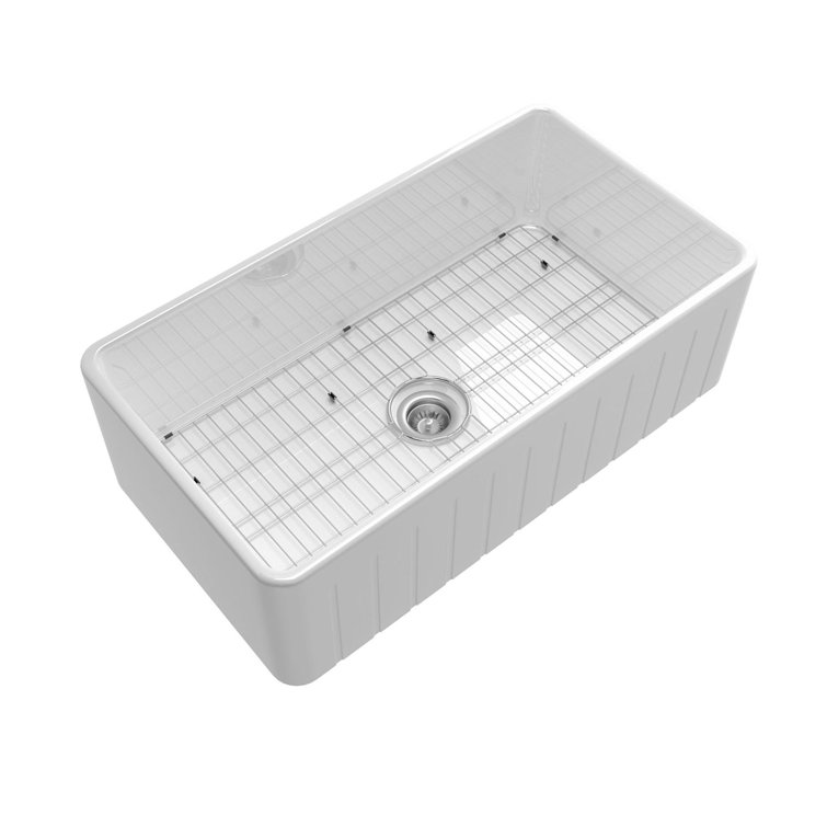 White Fireclay Farmhouse Drop-in Single Bowl Kitchen Sink