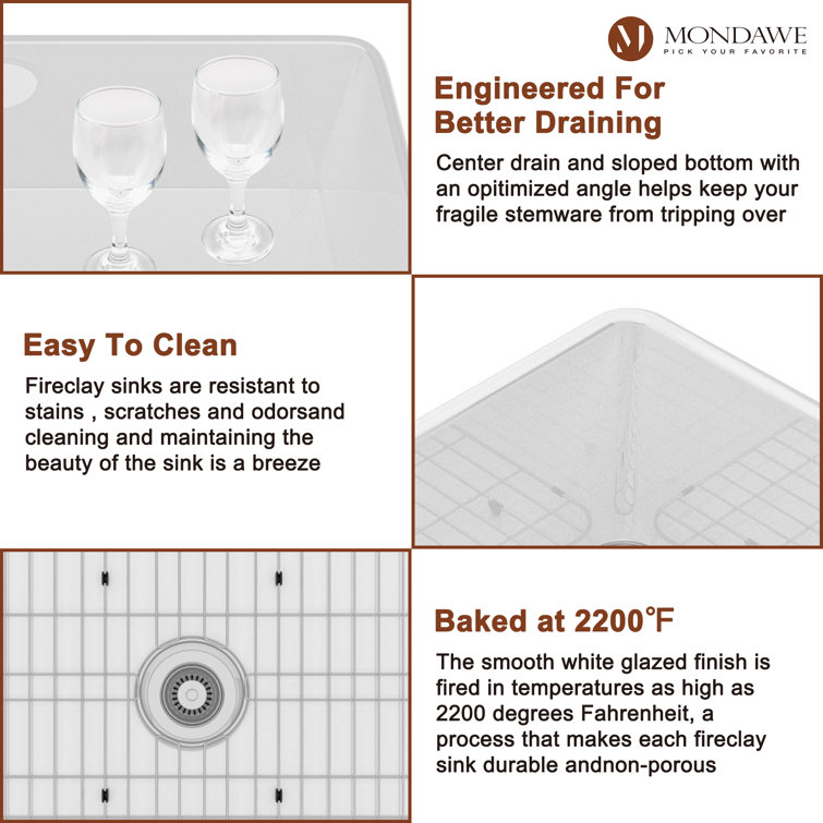 White Fireclay Farmhouse Drop-in Single Bowl Kitchen Sink