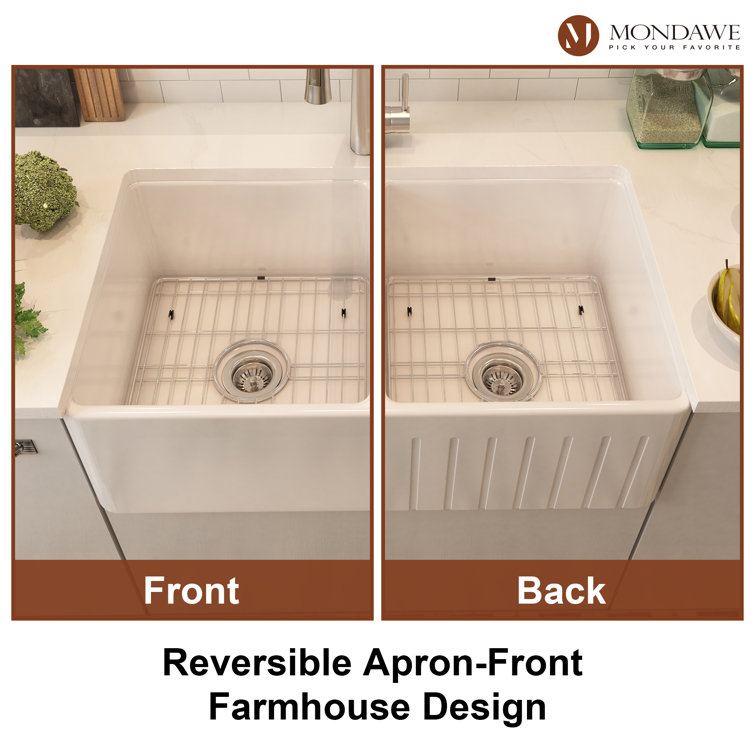 White Fireclay Double Bowl Farmhouse Drop-in Sink