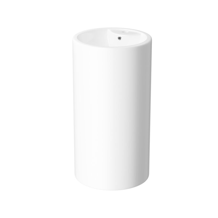 Crisp White Ceramic Round Pedestal Bathroom Sink with Overflow
