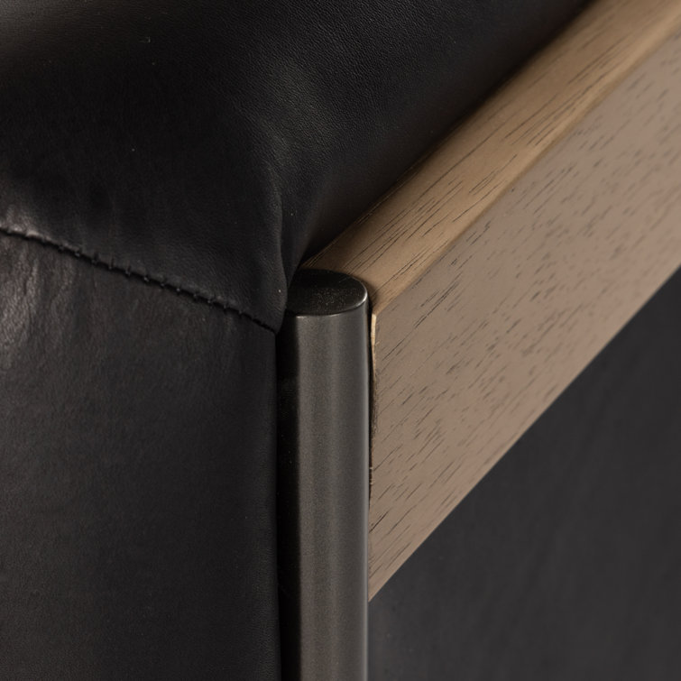 Heirloom Black Leather and Metal Barrel Chair