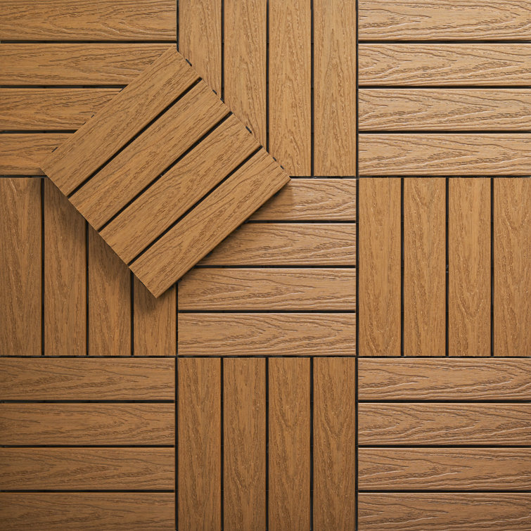 Peruvian Teak 12" x 12" Composite Interlocking Deck Tile