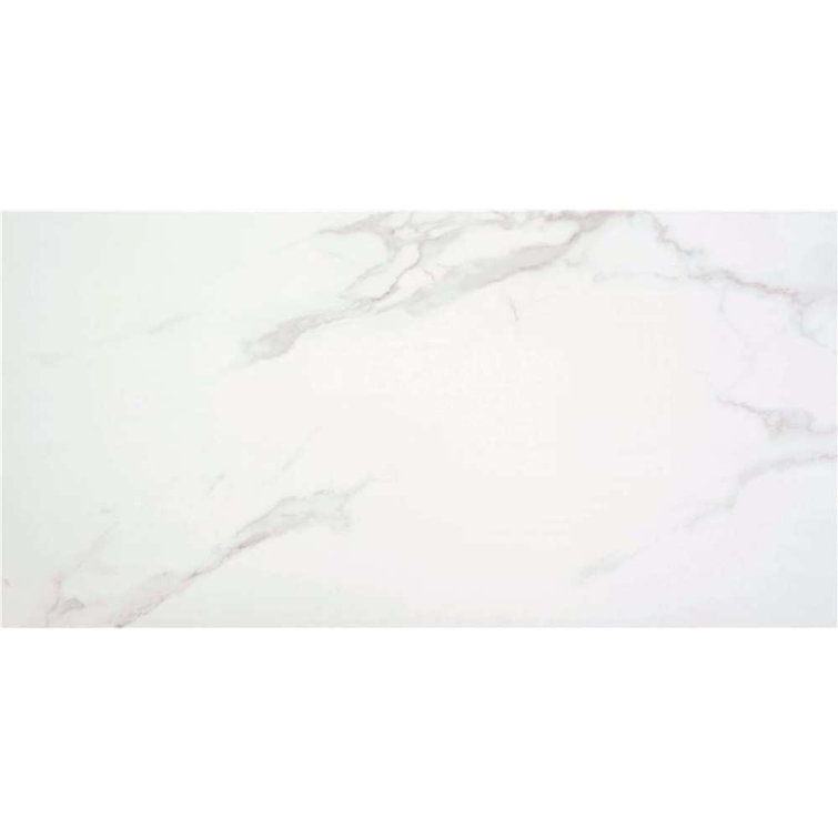 Adonis 24" x 48" White Porcelain Marble Look Floor and Wall Tile