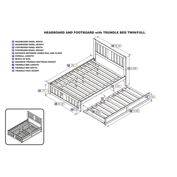 White Full Size Solid Rubberwood Mission Bed with Slats