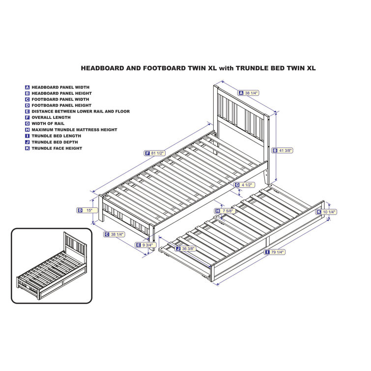 White Full Size Solid Rubberwood Mission Bed with Slats
