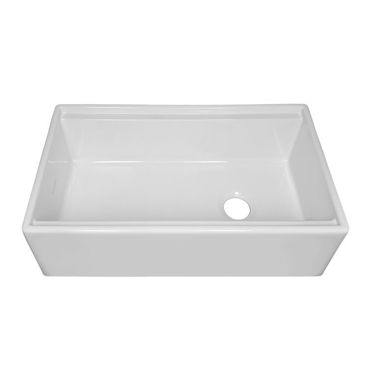 White Fireclay Farmhouse Single Bowl Kitchen Sink with Walnut Cutting Board