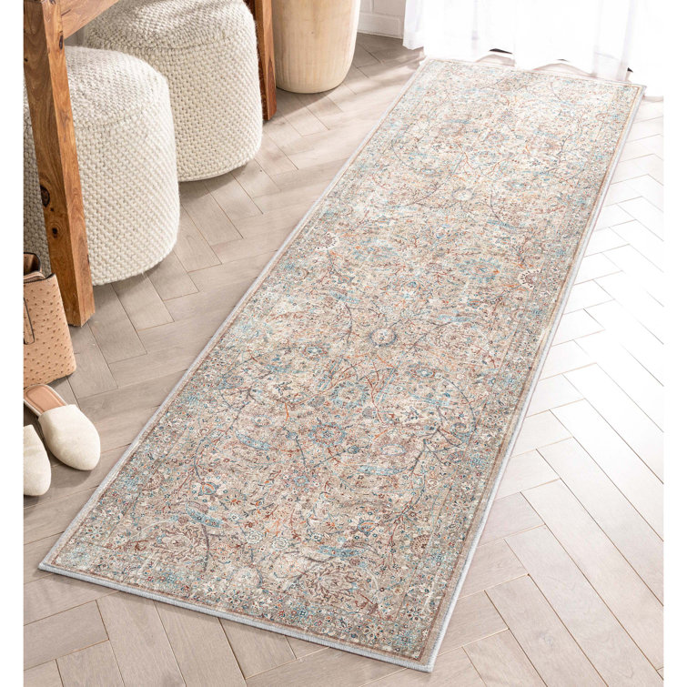 Emilia Ivory Persian Floral Flat-Weave Runner Rug