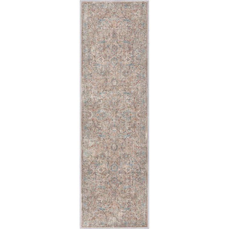 Emilia Ivory Persian Floral Flat-Weave Runner Rug