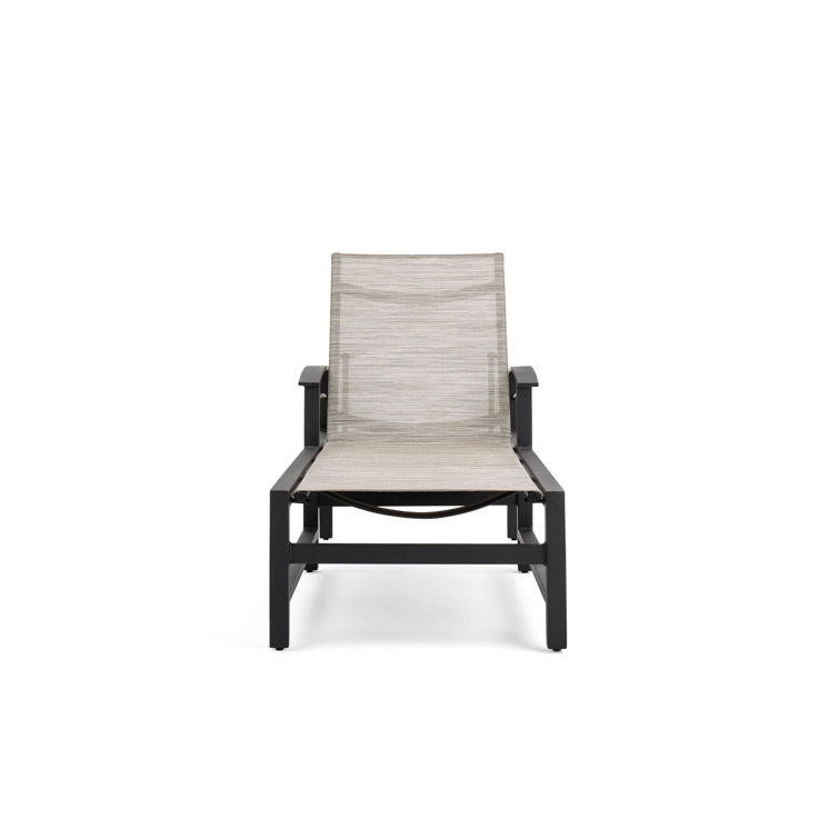Gray Aluminum Outdoor Chaise Lounger with Cushions and Arms