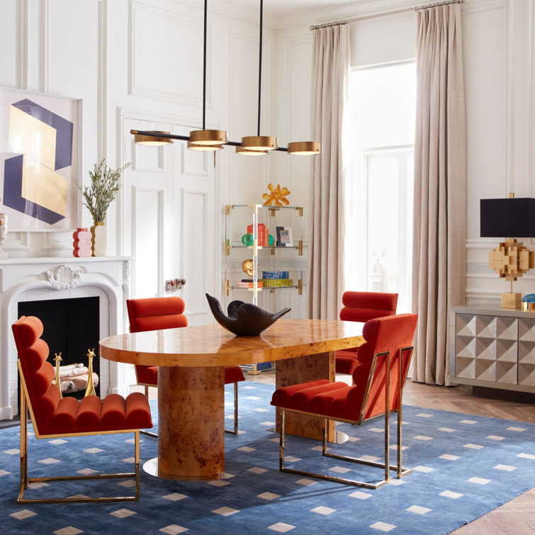 Honey-Hued Round Extendable Wood Dining Table with Nickel Base