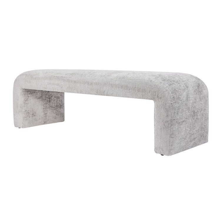 Gwen Gray Microsuede Upholstered Waterfall Bench