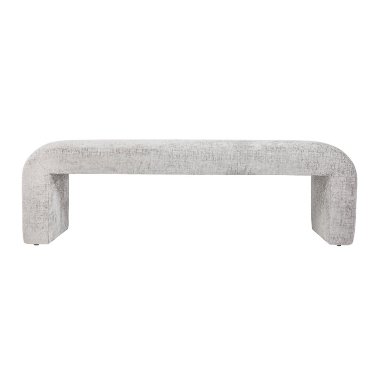 Gwen Gray Microsuede Upholstered Waterfall Bench
