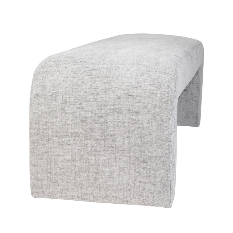 Gwen Gray Microsuede Upholstered Waterfall Bench