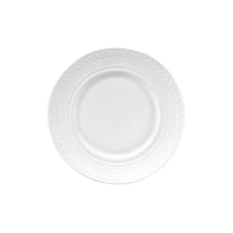 White Porcelain Geometric Embossed Salad Plate, 9"