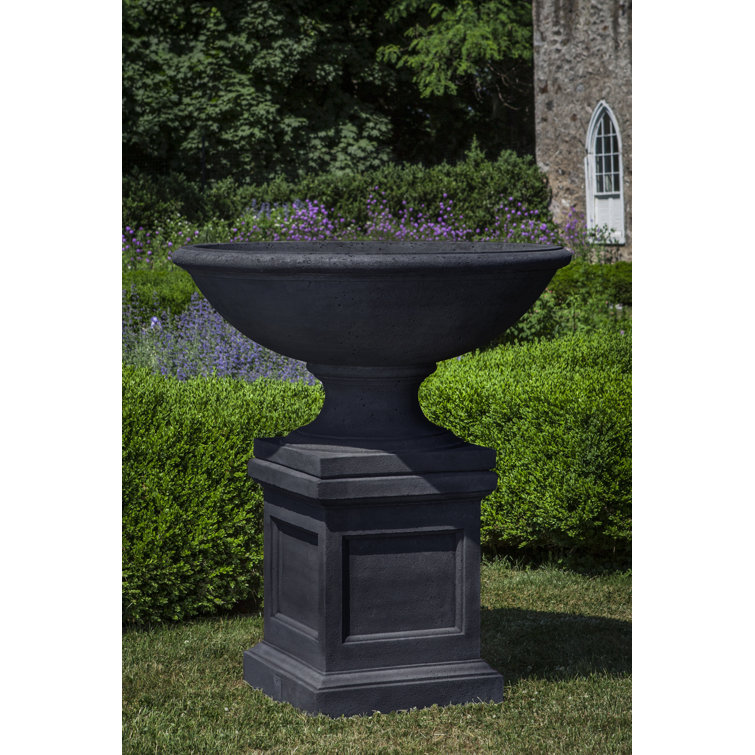 Beauport Large Black Cast Stone Pedestal Urn Planter