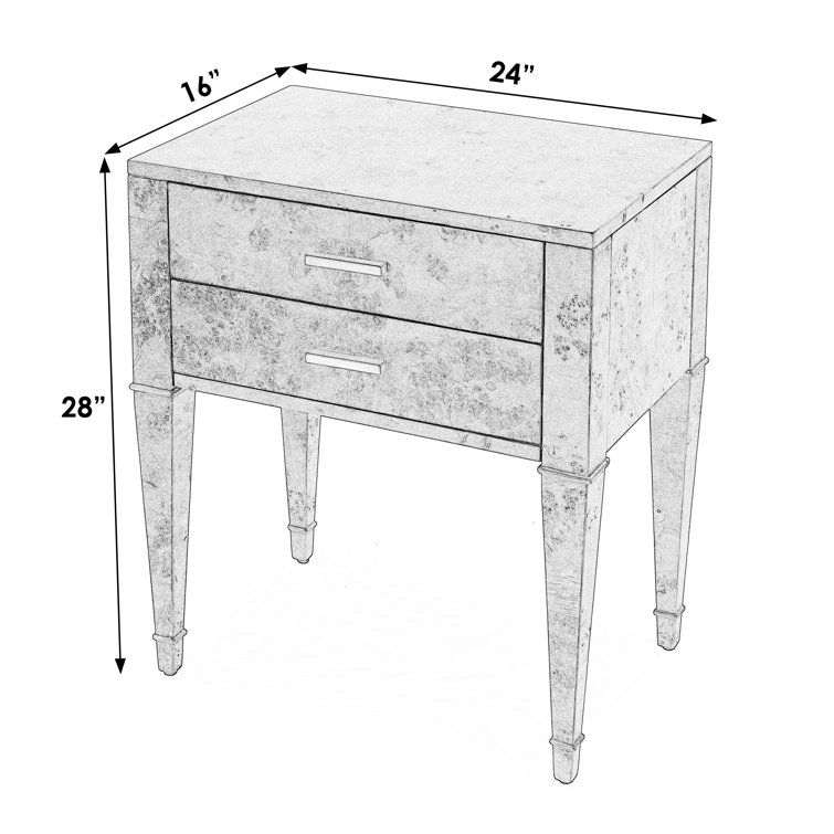 Kai Natural Burl Wood 2-Drawer End Table with Gold Accents