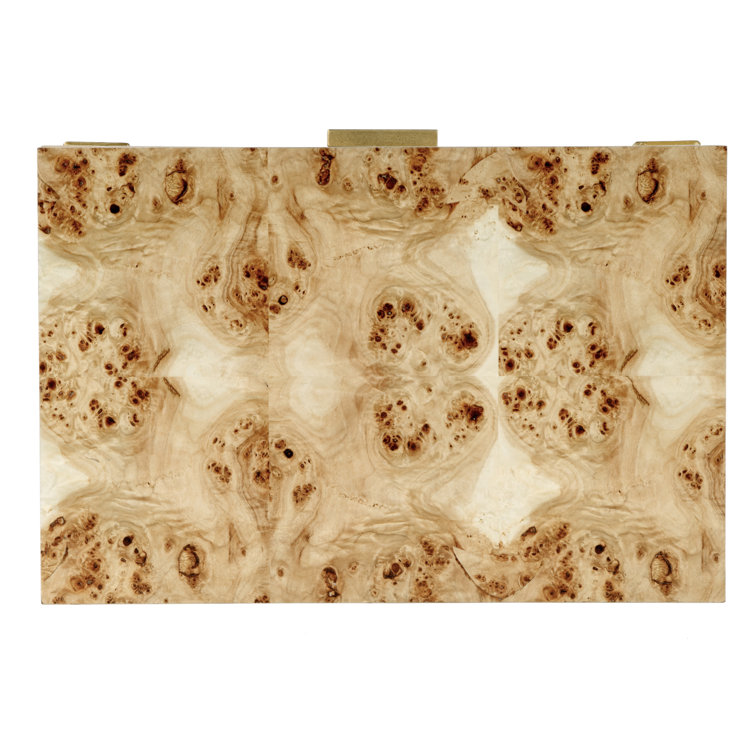 Kai Natural Burl Wood 2-Drawer End Table with Gold Accents