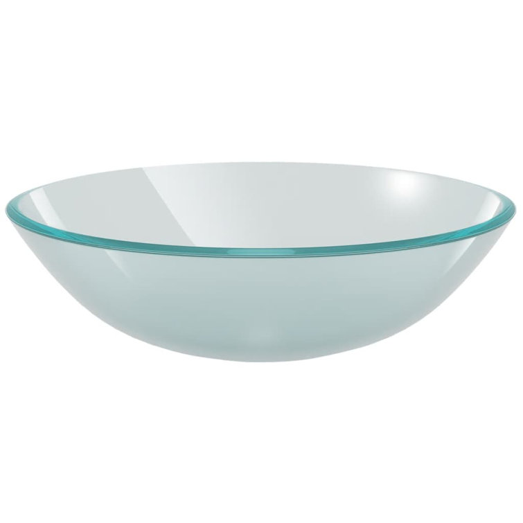 Frosted Glass Round Above-Counter Vanity Sink, 16.5 inches