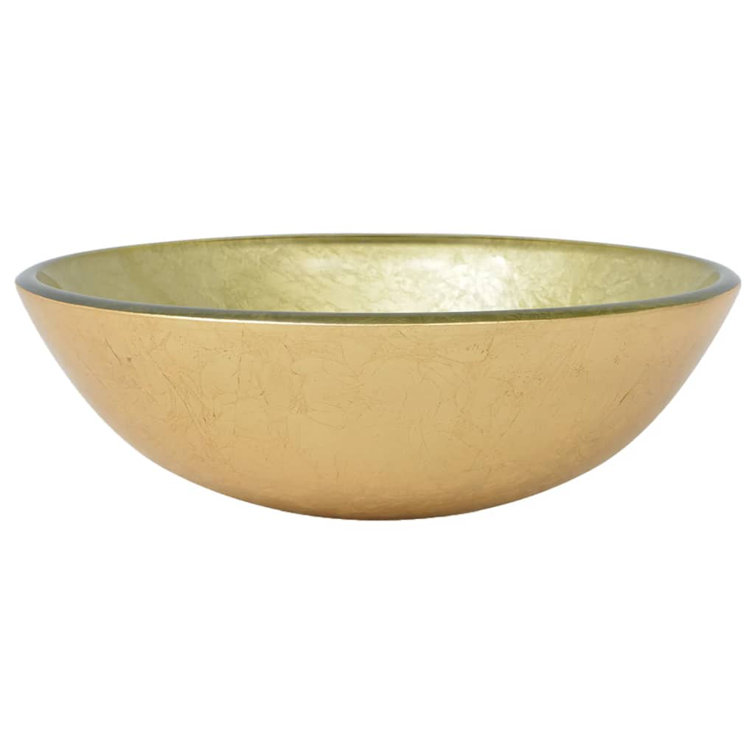 Gold Round Tempered Glass Above-Counter Vanity Sink