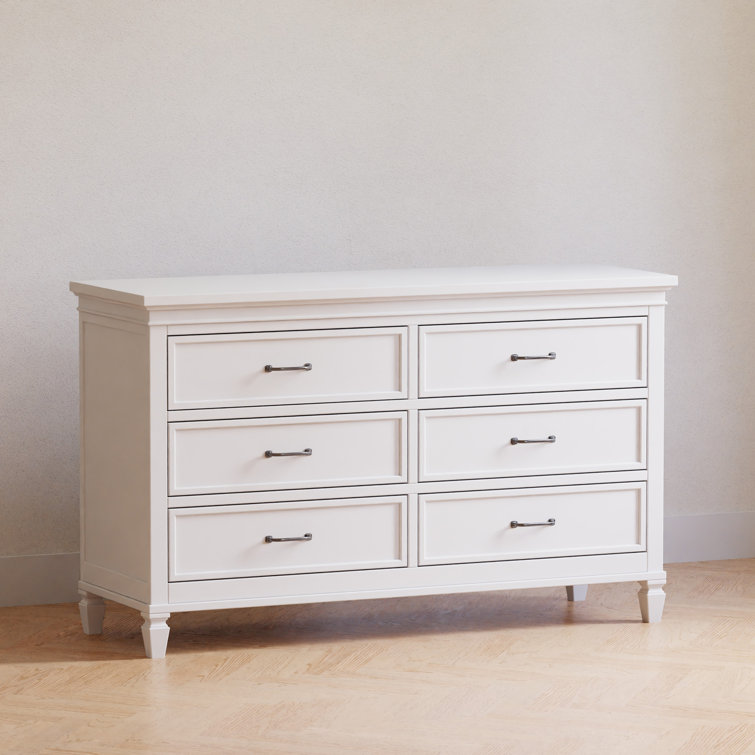 Elegant French Country Warm White 6-Drawer Nursery Dresser